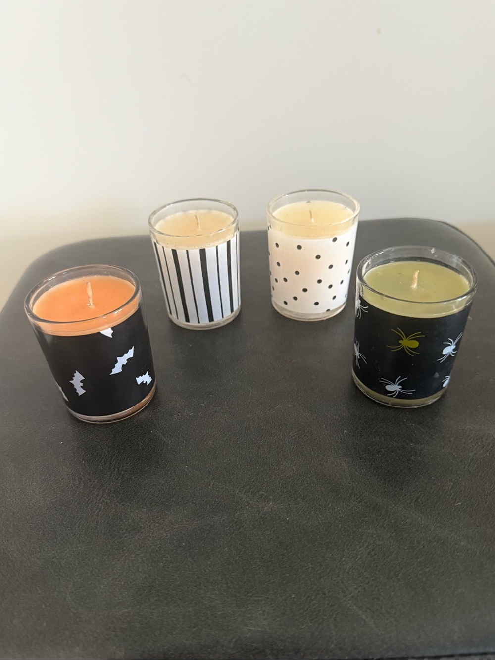 Holiday Halloween Votive Candle Set - Black, Orange, White, Green
